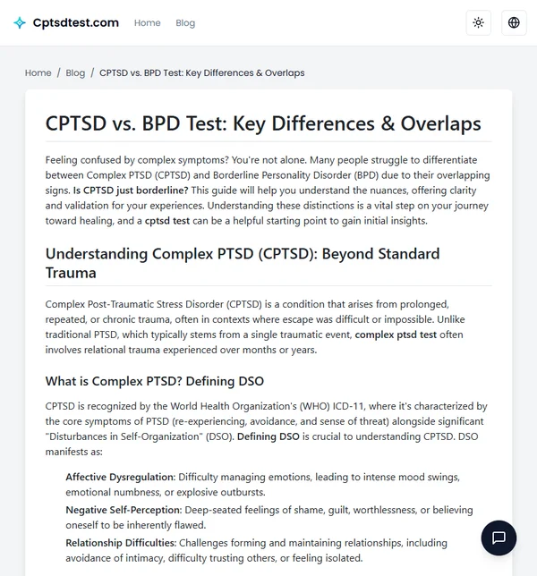 CPTSD vs. BPD Test: Key Differences & Overlaps