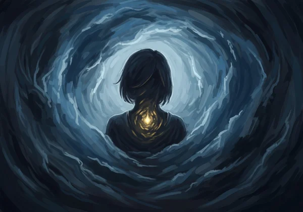 Abstract art of an emotional storm for CPTSD symptoms.