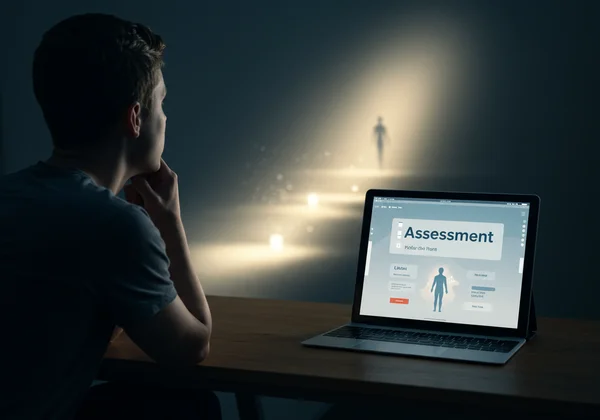 A person finding clarity with an online self-assessment tool.