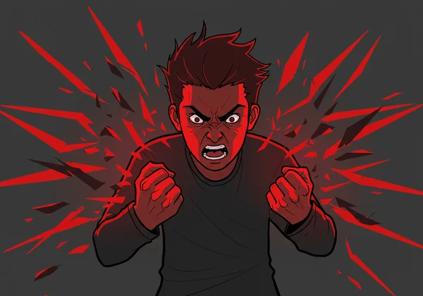 Person experiencing a CPTSD fight outburst with intense anger