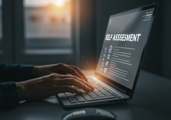 Person taking an online CPTSD self-assessment test